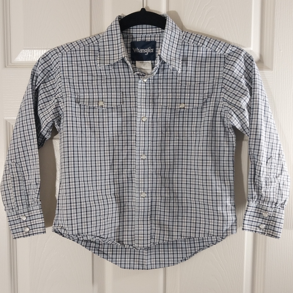 Wrangler Boys Pearl Snap Plaid Shirt Size S